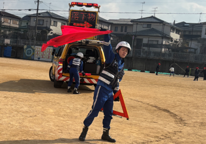 落下物回収実演