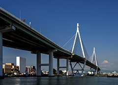 イメージ　制震技術による長大斜張橋の合理的耐震補強　－東神戸大橋と天保山大橋－