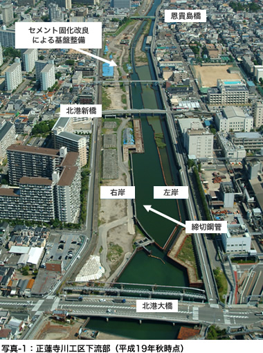 写真1：正蓮寺川工区下流部（平成19年秋時点）