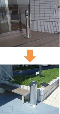 画像:泉大津PA(海側)にて、別の場所に灰皿を移設