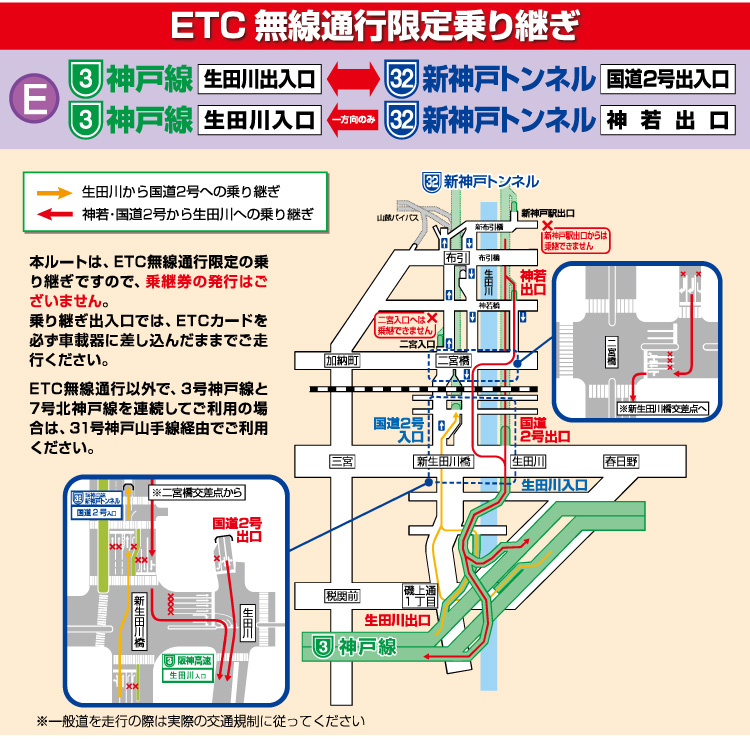 3号神戸線と16号大阪港線乗り継ぎマップ