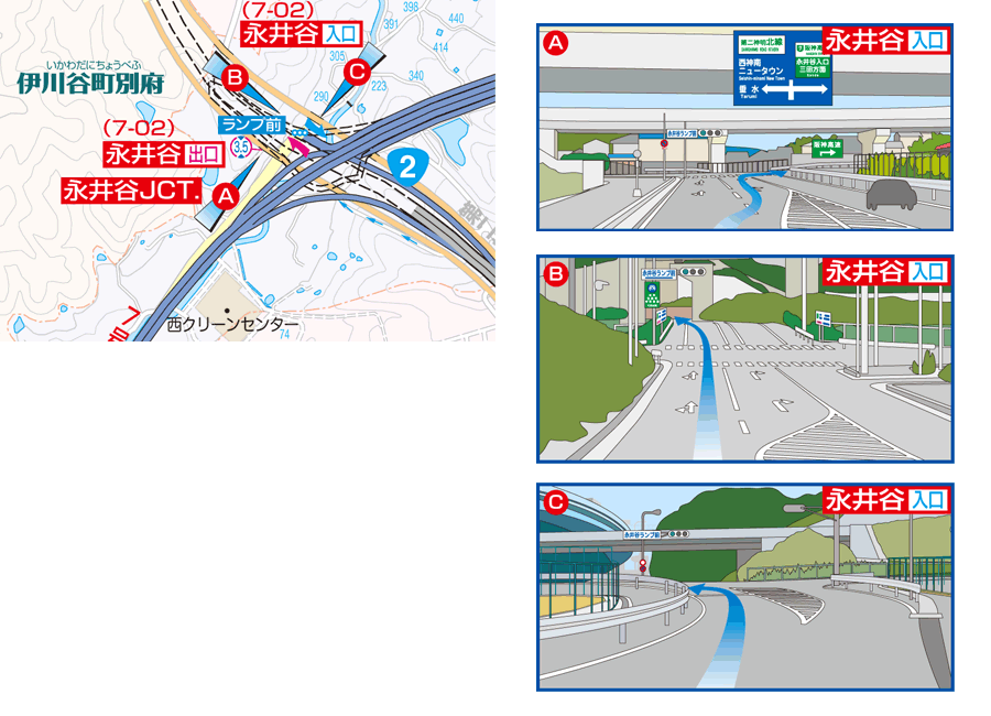 図：永井谷出入口/永井谷JCT