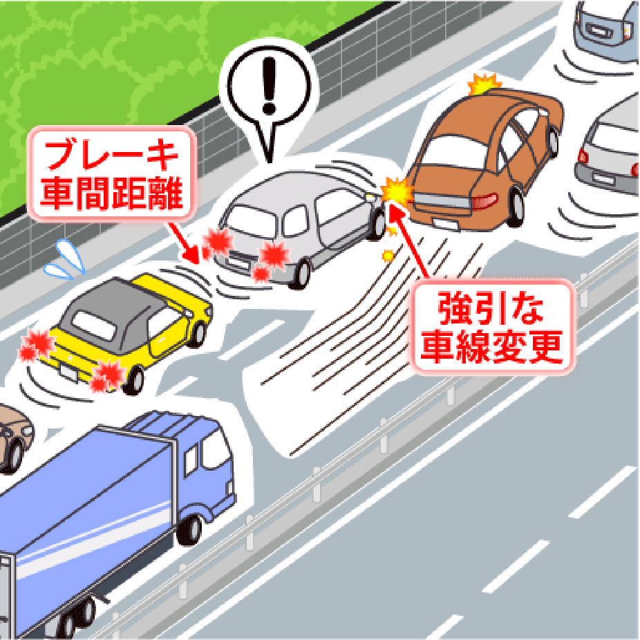 強引な車線変更による追突事故