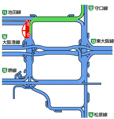 イラスト：堂島付近⇒守口線マップ