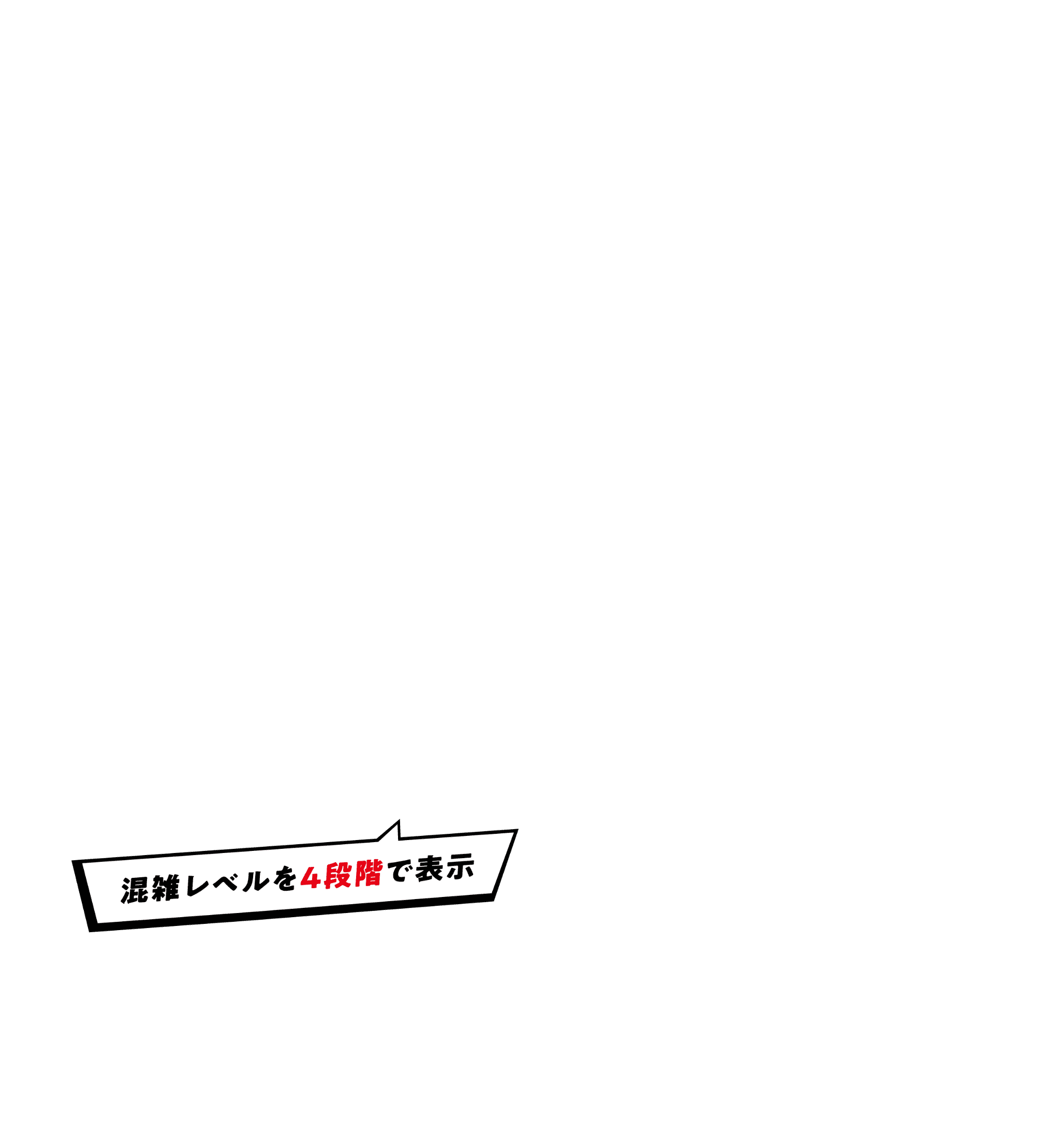 混雑レベルを４段階で表示