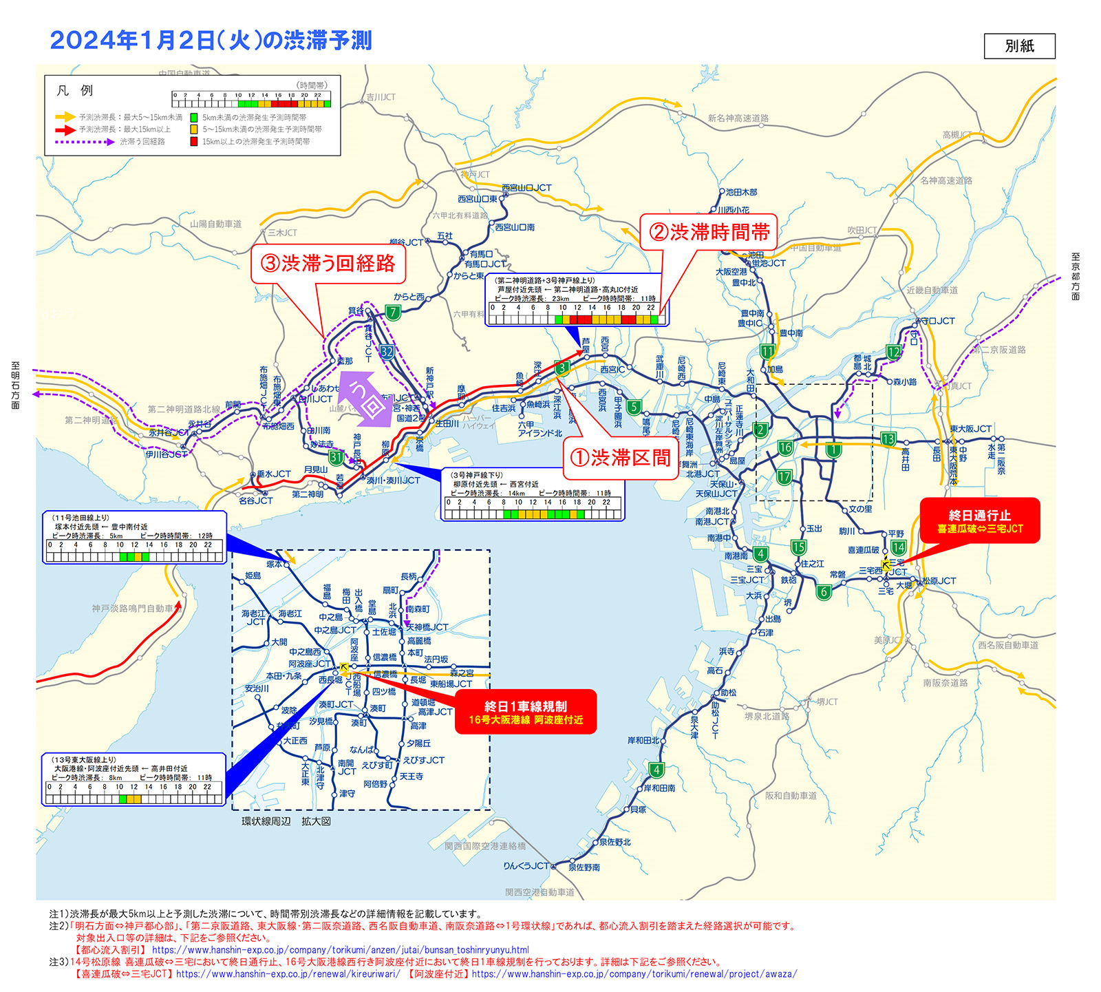 渋滞予測図(例:2022年8月12日(金))