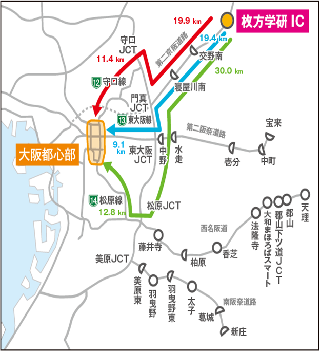 都心流入割引具体例 第二京阪道路 Etc車対象 阪神高速道路株式会社 ドライバーズサイト
