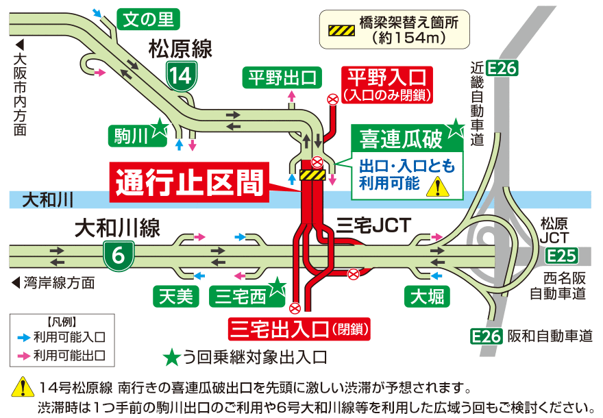 14号松原線 喜連瓜破付近 橋梁大規模更新工事 阪神高速 14号松原線 喜連瓜破付近 橋梁大規模更新工事 阪神高速