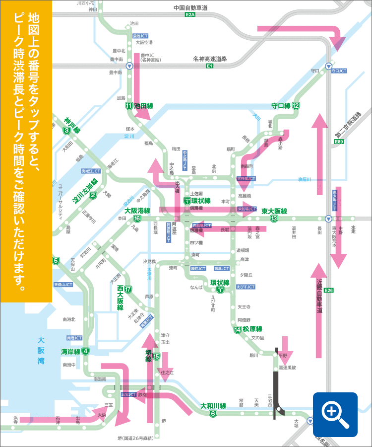 阪神高速道路・他の高速道路 時間帯別渋滞状況(実績)