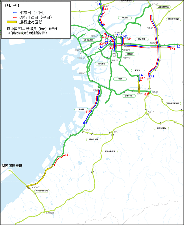 阪神高速道路・他の阪神高速道路 渋滞予測図