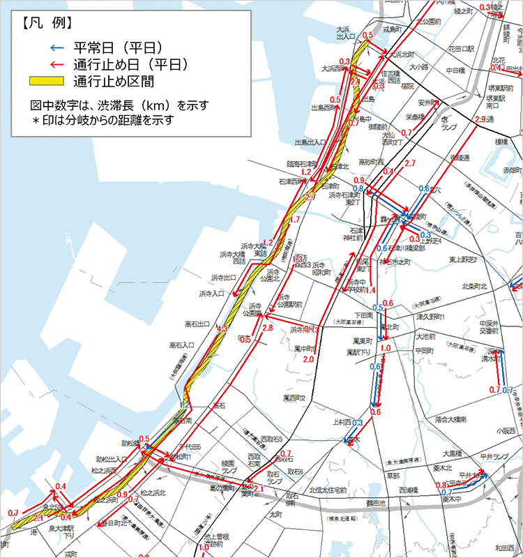 一般道路の渋滞予測（17時台）